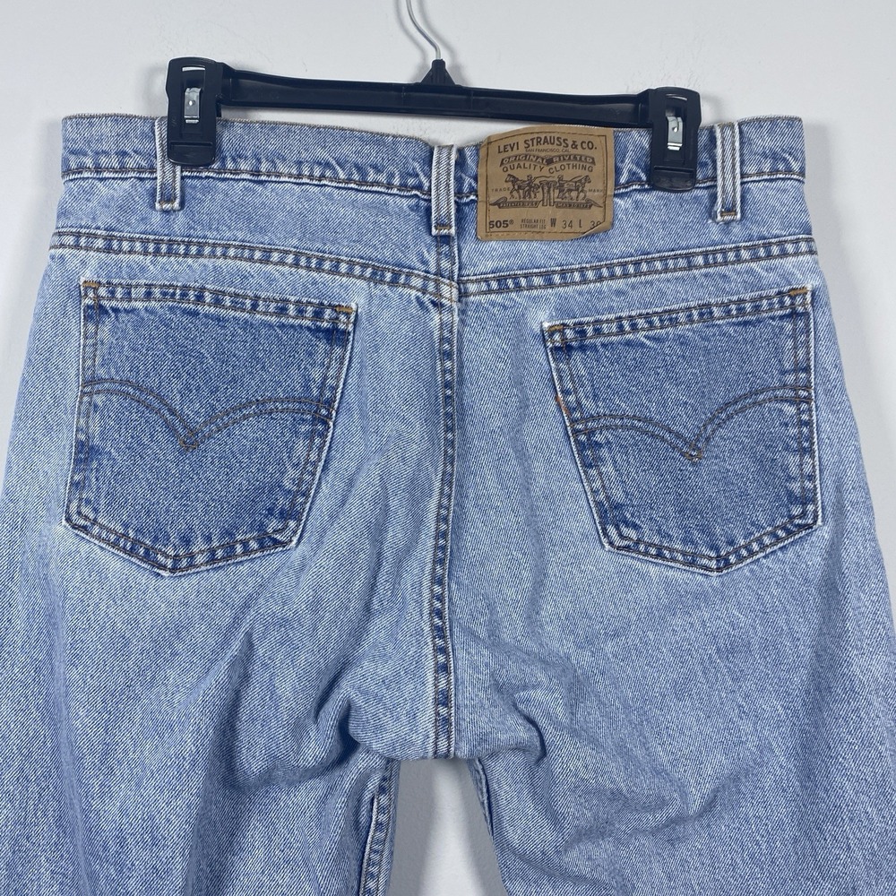 Vintage Men's Levi's 505 Jeans Regular Fit Straight Leg 34x30 Made in USA 90's - Picture 3 of 9